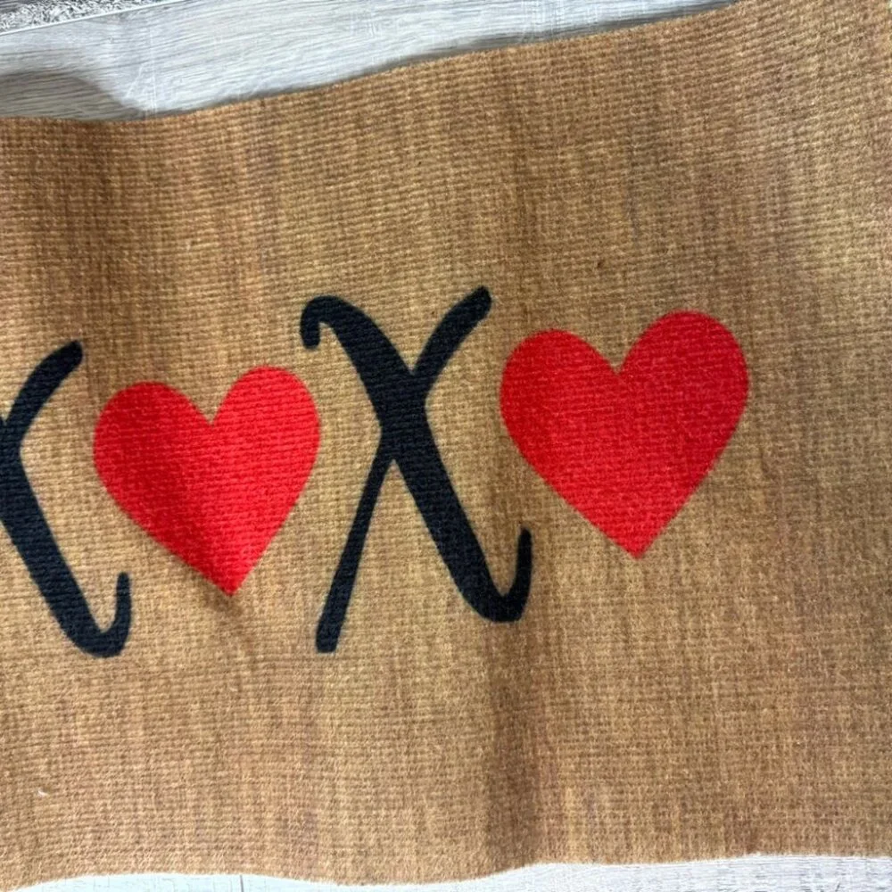 Matt floor xoxo hearts black red brown cute mat valentines love X o X o heart